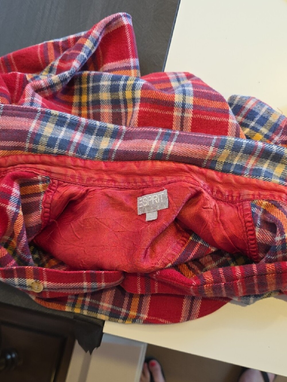 ESPRIT Sport Vintage Red Plaid Button-Up Flannel Shirt - Picture 11 of 15